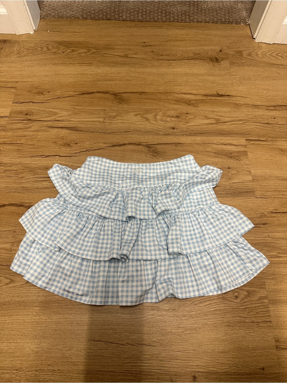 abercrombie kids Light Blue Gingham Ruffle Skirt